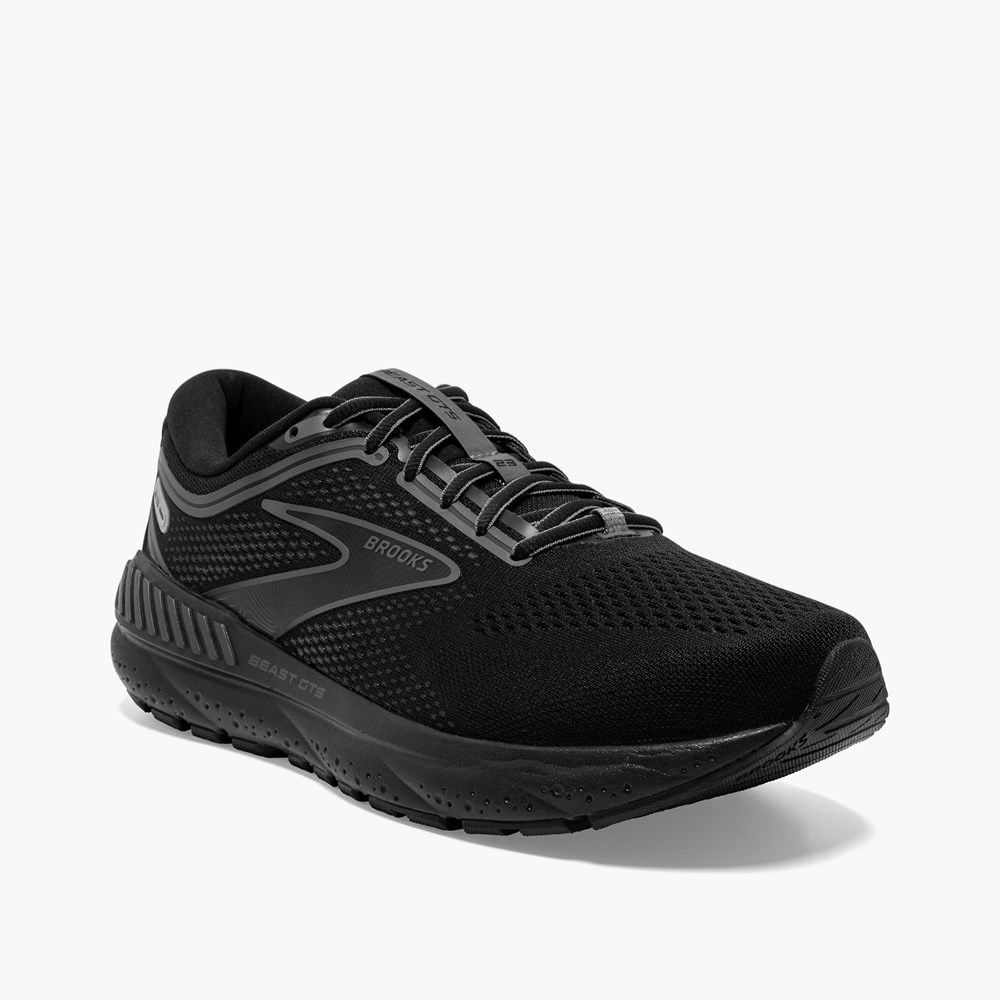 Chaussures Running Route Brooks Beast GTS 23 Noir Grise Homme | DHS-0458539